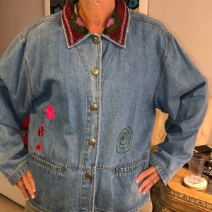Chico ‘s jeans jacket with beaded embroidery